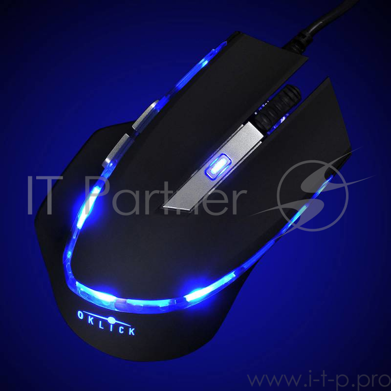 Мышь Oklick 715G черный оптическая (1600dpi) USB игровая (6but)