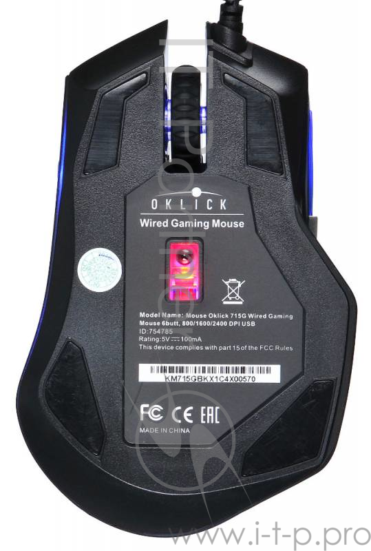 Мышь Oklick 715G черный оптическая (1600dpi) USB игровая (6but)