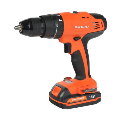 Дрель, Шуруповерт PATRIOT BR 180Li-h Дрель-шуруповерт аккумуляторная 180301460 { две батареи Li-Ion 18V, 1,5 Ah, 57 Нм, большой кейс, зарядка за 1 час, комплект бит и сверл }