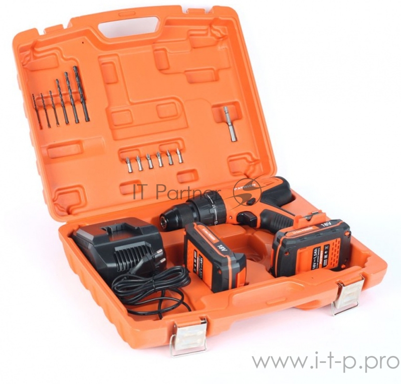 Дрель, Шуруповерт PATRIOT BR 180Li-h Дрель-шуруповерт аккумуляторная 180301460 { две батареи Li-Ion 18V, 1,5 Ah, 57 Нм, большой кейс, зарядка за 1 час, комплект бит и сверл }