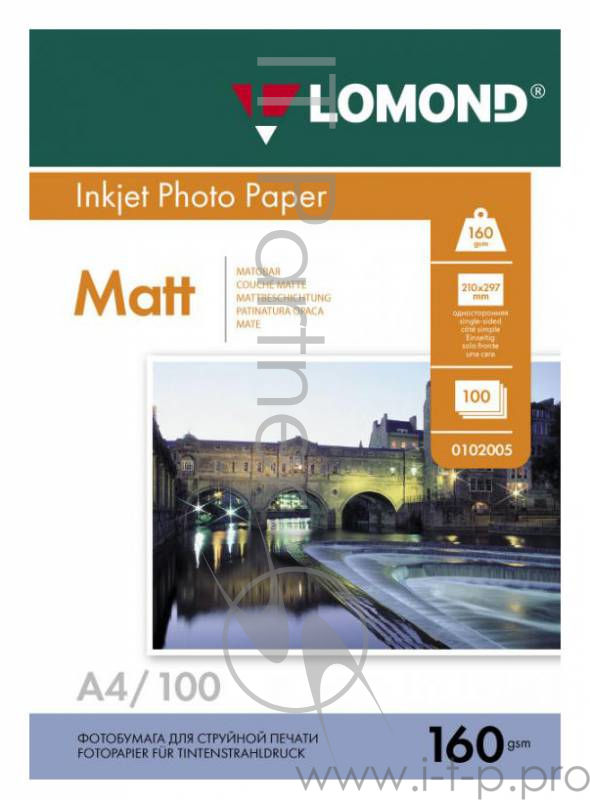 Бумага для фото-печати Lomond 0102005 (A4, 160г/кв.м, 100л., матовая)