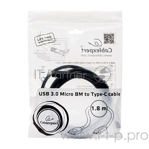 Кабель Cablexpert CCP-USB3-mBMCM-6 Кабель USB3.0 microBM/USB3.1TypeC, 1.8м,