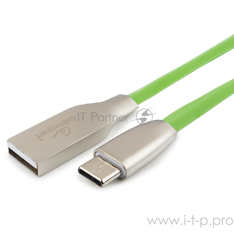 Кабель Cablexpert Кабель USB 2.0 CC-G-USBC01Gn-1M AM/Type-C, серия Gold, длина 1м, зеленый, блистер