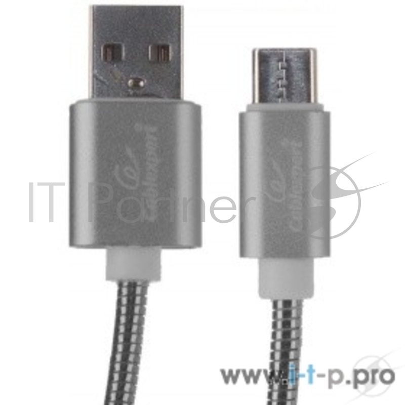Кабель Cablexpert Кабель USB 2.0 CC-G-USBC02Gy-1M AM/Type-C, серия Gold, длина 1м, титан, блистер