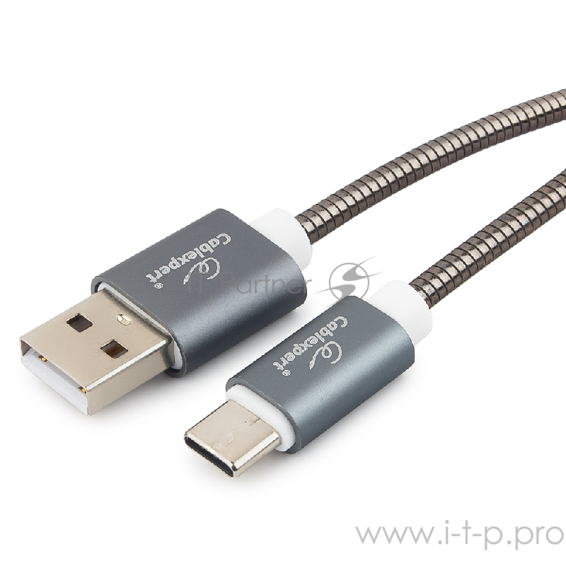 Кабель Cablexpert Кабель USB 2.0 CC-G-USBC02Gy-1M AM/Type-C, серия Gold, длина 1м, титан, блистер
