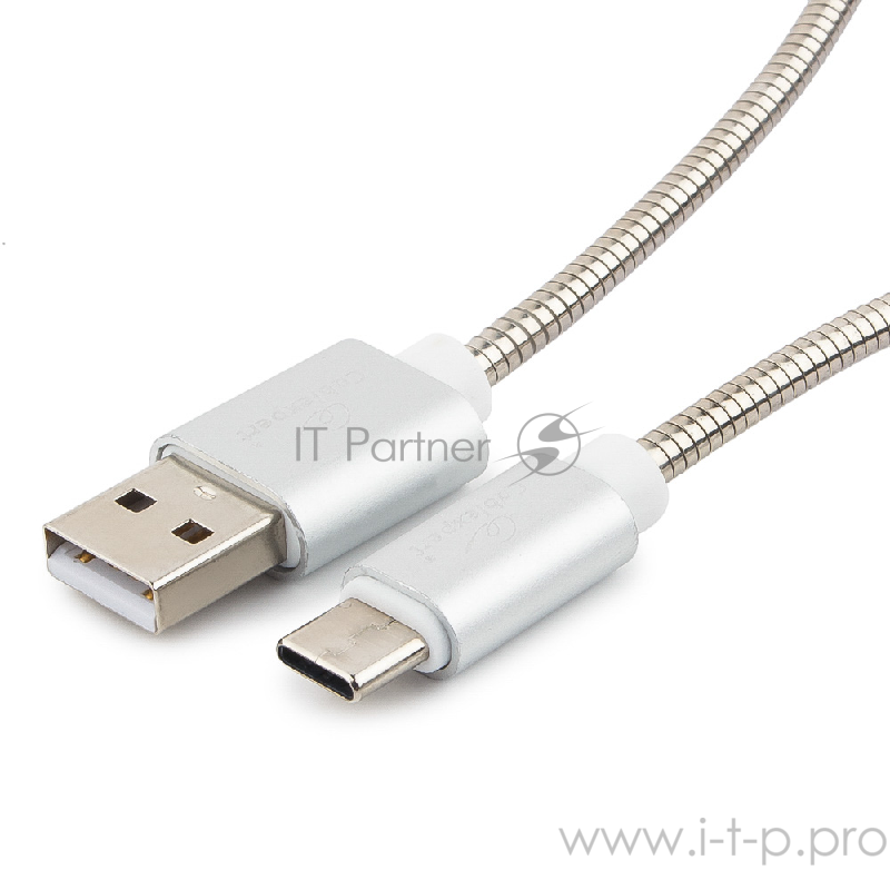 Кабель Cablexpert Кабель USB 2.0 CC-G-USBC02S-1M AM/Type-C, серия Gold, длина 1м, серебро, блистер
