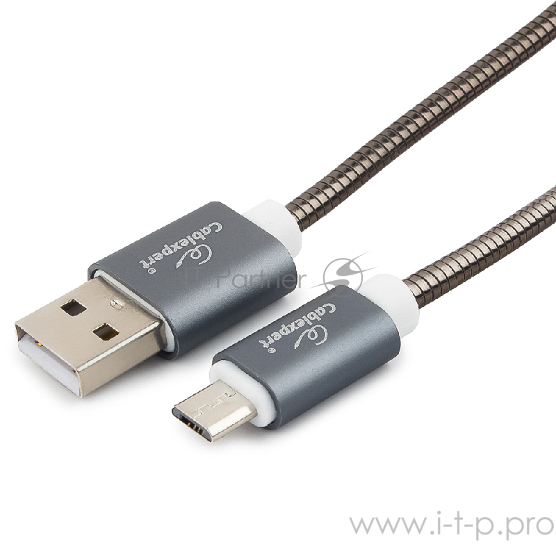 Кабель Cablexpert Кабель USB 2.0 CC-G-mUSB02Gy-1.8M AM/microB, серия Gold, длина 1.8м, титан, блистер