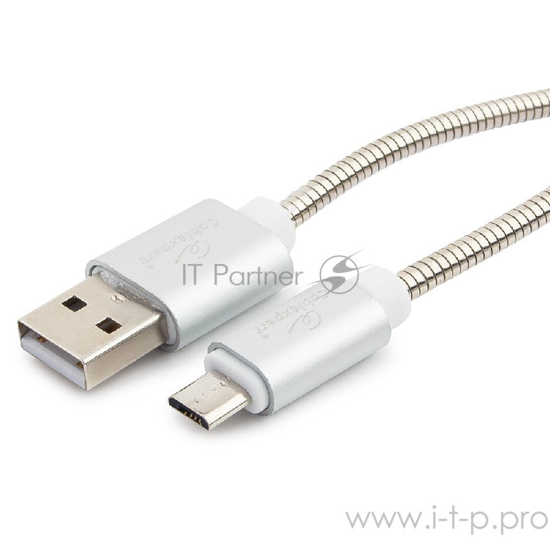 Кабель Cablexpert Кабель USB 2.0 CC-G-mUSB02S-0.5M AM/microB, серия Gold, длина 0.5м, серебро, блистер