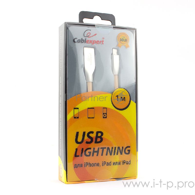 Кабель Cablexpert Кабель для Apple CC-G-APUSB01Gd-1M, AM/Lightning, серия Gold, длина 1м, золотой, блистер