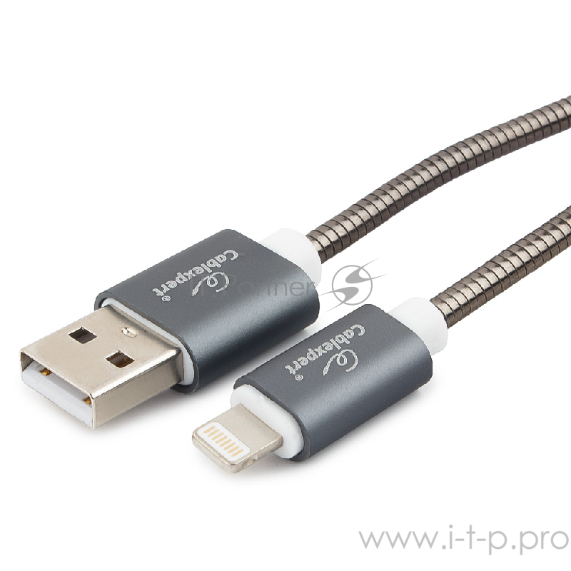 Кабель Cablexpert Кабель для Apple CC-G-APUSB02Gy-0.5M, AM/Lightning, серия Gold, длина 0.5м, титан, блистер