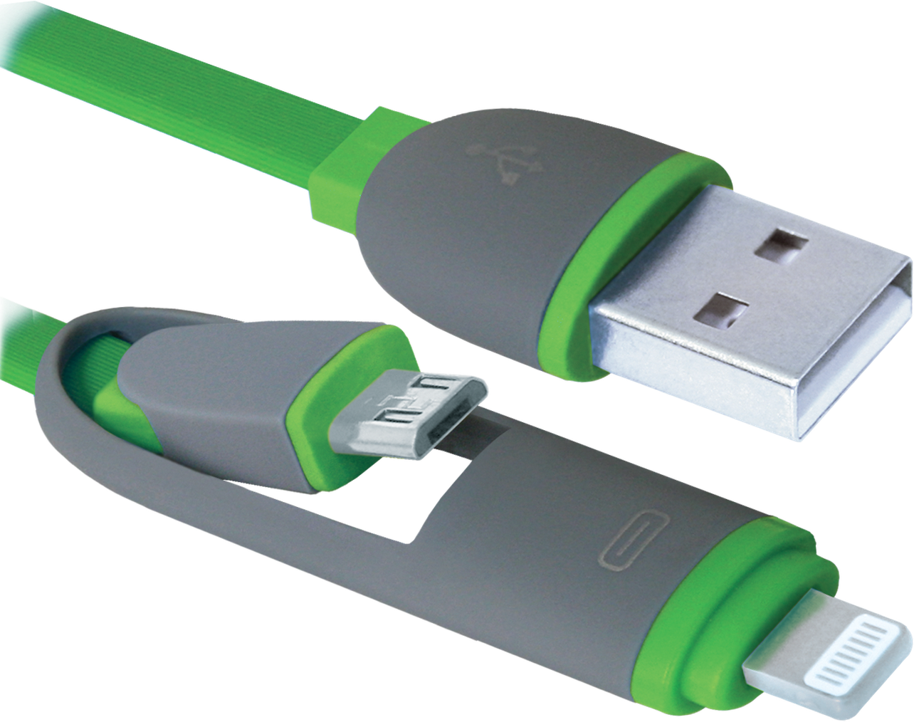 Кабель Defender USB кабель USB10-03BP зеленый MicroUSB+Lightning 1м (87489)