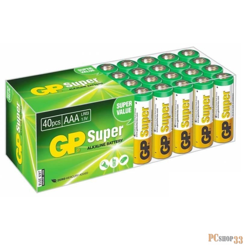 Батарейка GP Super Alkaline 24A-B40 LR03, AAA (40 шт. в уп-ке) {10503}