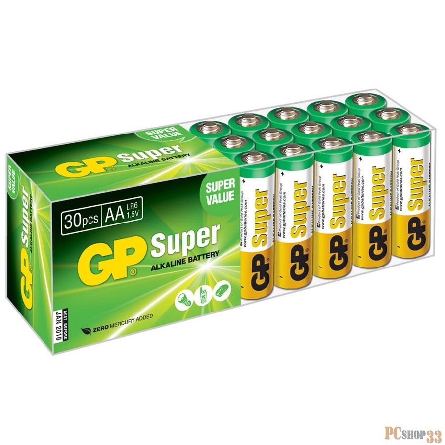 Батарейка GP Super Alkaline 15A(-B30) LR6 AA (30 шт. в уп-ке)