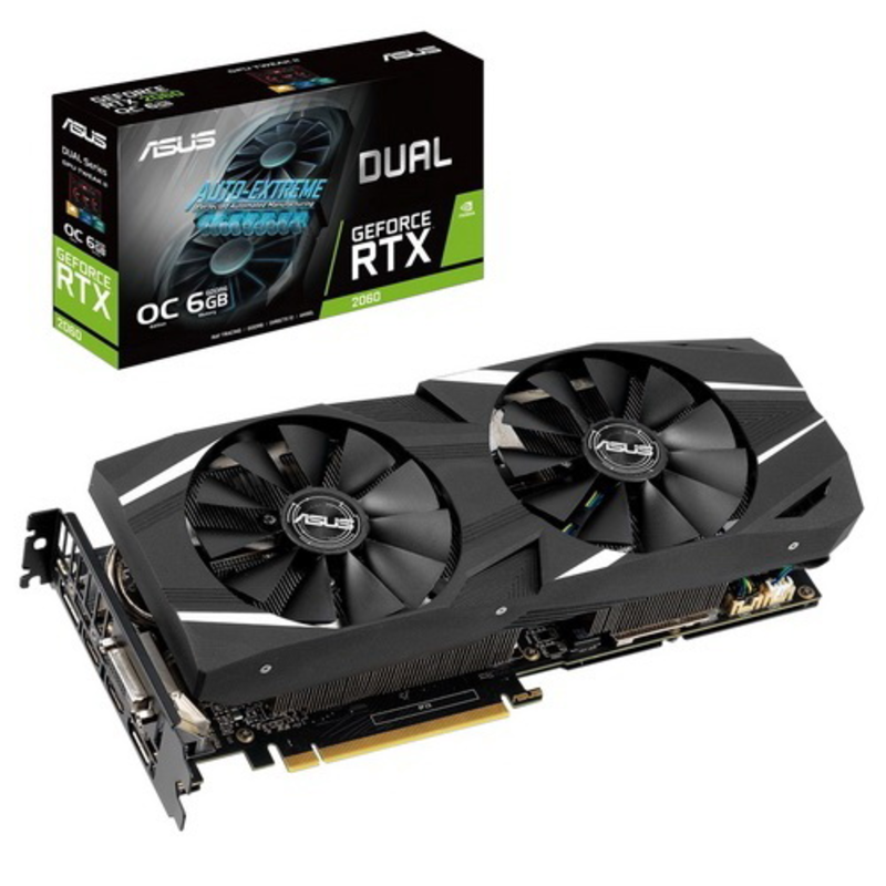 Видеокарта ASUS GeForce RTX 2060 6ГБ DUAL-RTX2060-O6G (GeForce RTX 2060, DDR6, DVI, 2xHDMI, 2xDP) (PCI-E)