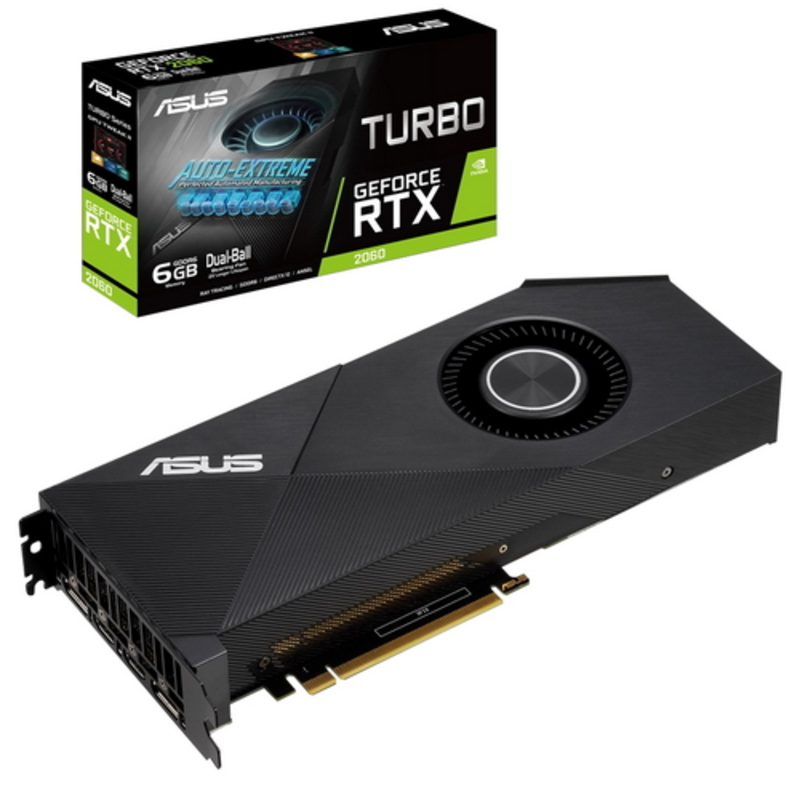 Видеокарта ASUS GeForce RTX 2060 6ГБ TURBO-RTX2060-6G (GeForce RTX 2060, DDR6, 2xHDMI, 2xDP) (PCI-E)