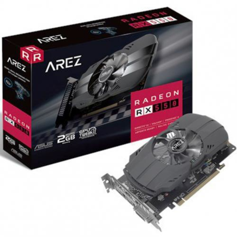 Видеокарта ASUS Radeon RX 550 2ГБ AREZ-PH-RX550-2G (Radeon RX 550, DDR5, DVI, HDMI, DP) (PCI-E)