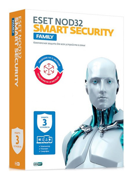 Программное обеспечение NOD32-ESM-RN(BOX)-1-3 ESET NOD32 Smart Security Family - продление лицензии на 1 год на 3 устройства