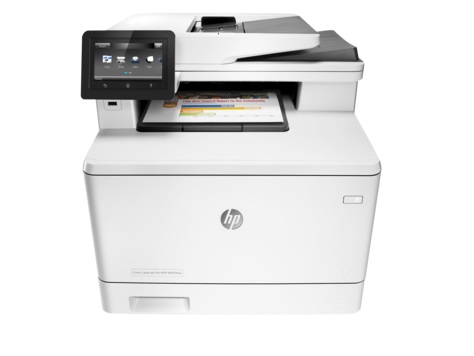Цветное МФУ HP Color LaserJet Pro MFP M477fnw A4, лазерный, принтер + сканер + копир + факс, ЖК 4.3, бело-черный (USB2.0, LAN, WiFi)