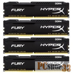 Модуль памяти Kingston DDR4 DIMM 64GB Kit 4x16Gb HX426C16FBK4/64 PC4-21300, 2666MHz, CL16, HyperX Fury Black