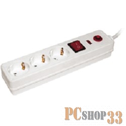 бытовые удлинители Iek WFP10-16-03-01-N Сетевой фильтр СФ-03К-выкл. 3 места 2Р + PE/1,5метра 3х1мм2