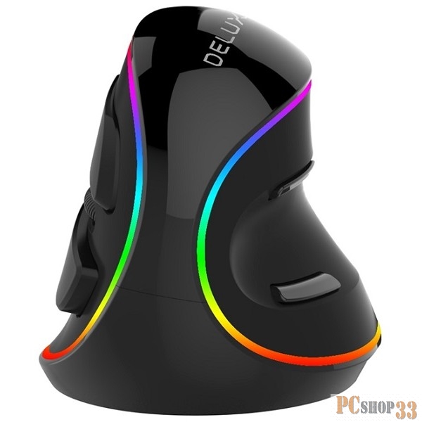 Мышь DELUX KM-M618Plus RGB, Мышь вертикальная, USB (800/1200/1600/2400/4000)