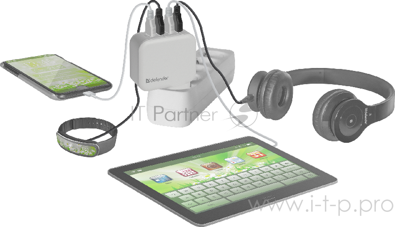 Аксессуар Defender Сетевой адаптер 4 порта USB, 5V / 6.2А (UPA-60) (83544)
