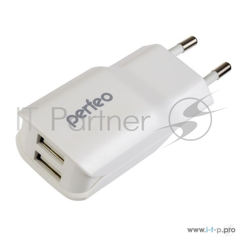 Аксессуар PERFEO Сетевое зарядное устройство с разъемом 2xUSB, 2.1А, белый,