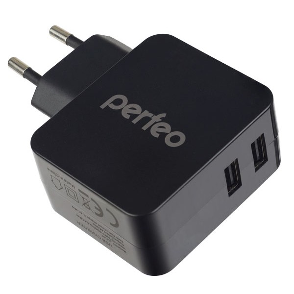 Аксессуар PERFEO Сетевое зарядное устройство с разъемом 2xUSB, 3.4А, черный,