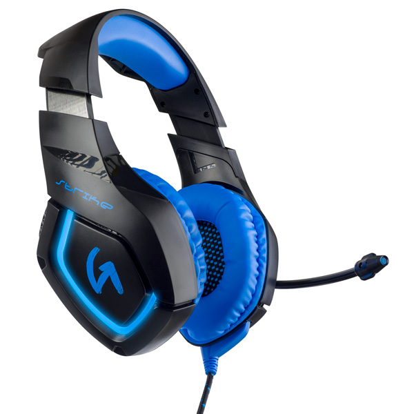 Наушники Perfeo игровая гарнитура GUARD черная с синим 2,2 м, разъем 3,5 мм (4 pin) и USB (LED), переходник PF_A4429