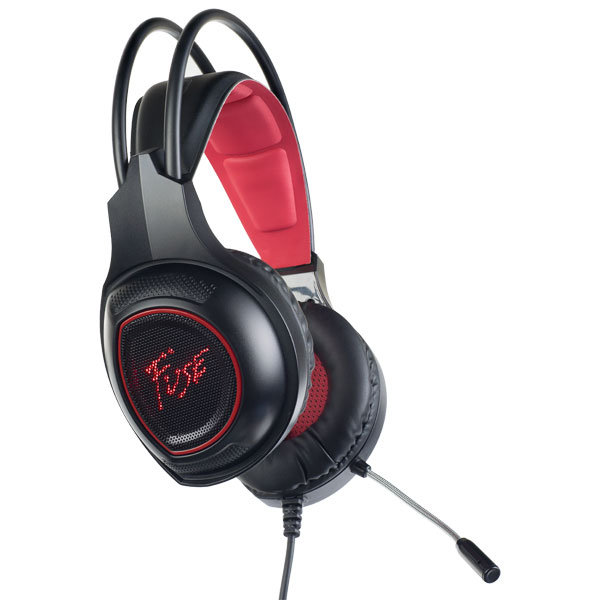 Наушники Perfeo игровая гарнитура FUSE черная 1,8 м, разъемы 2x3,5 мм (3 pin) и USB (LED), переходникPF_A4422