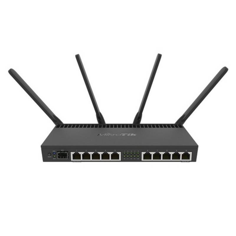 Сетевое оборудование Mikrotik RB4011iGS+5HacQ2HnD-IN Маршрутизатор 1.4ГГц, 4 ядра, 1GB RAM, 512MB NAND, 10x 10/100/1000 LAN, 1 SFP+, 2,4Ghz/5Ghz, 802.11a/b/g/n/ac