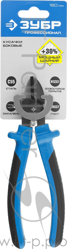 Бокорезы Бокорезы ЗУБР эксцентриковое расположение шарнира, особостойкое спец. покрытие Н12Х1 (никель/хром), двухкомпонентные рукоятки, 180мм 2201-5-18_z01