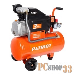 Компрессоры, Пневматическое оборудование PATRIOT PRO 24 -210(L) Компрессор 525306300 {Мощн.: 1.5 кВт Напр.: 230В~50Гц Об.двиг.: 2850 об/мин Производит.: 210 л/мин Об.ресивера: 24 л Давл.: 8 бар Вес: 22 кг}