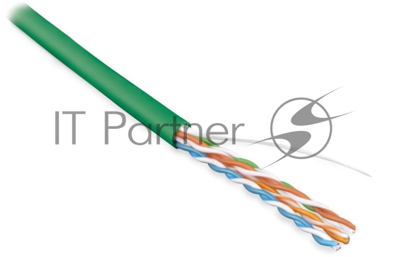 Неэкранированная витая пара Hyperline UUTP4-C5E-S24-IN-LSZH-GN-305 (305 м) Кабель витая пара, неэкран. U/UTP, категория 5e, 4 пары (24 AWG), одножильный (solid), LSZH, нг(С)-HF, -20°C – +75°C, зеленый
