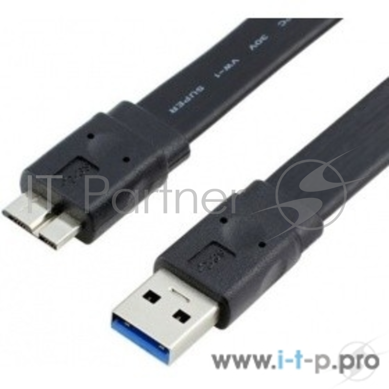 Кабель Micro USB 3.0 Orient MU-318F, Am -) micro-Bm (10pin), 1.8 м, плоский, черный