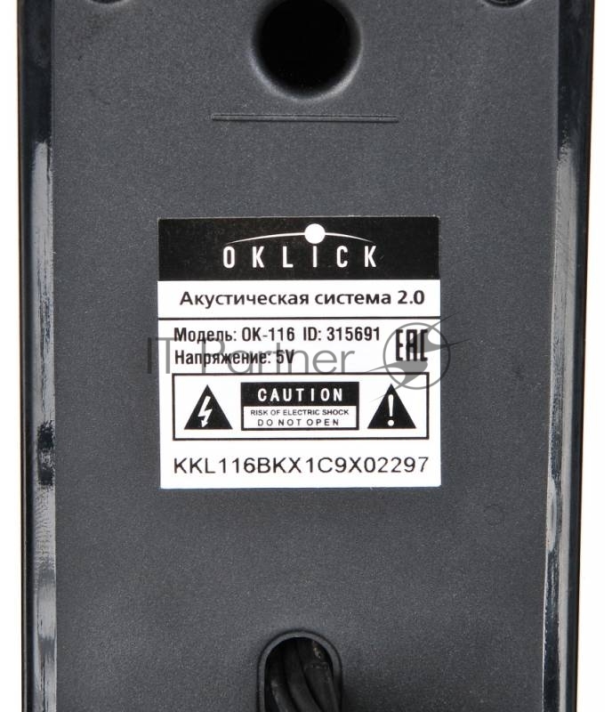 Колонки Oklick OK-116 2.0 черный 6Вт портативные