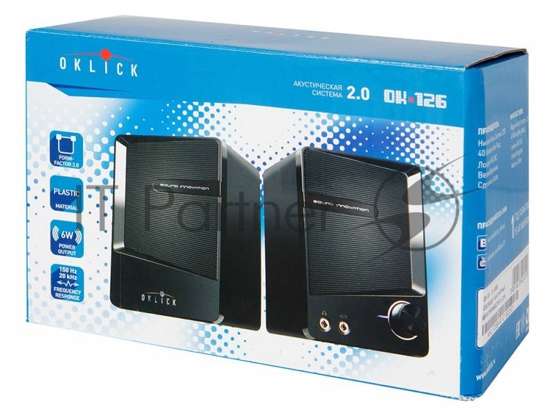 Колонки Oklick OK-126 2.0 черный 6Вт портативные
