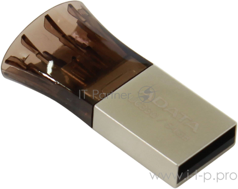 Флеш Диск 64GB A-DATA DashDrive UC330 OTG, USB 2.0/MicroUSB, Серебро/Черный