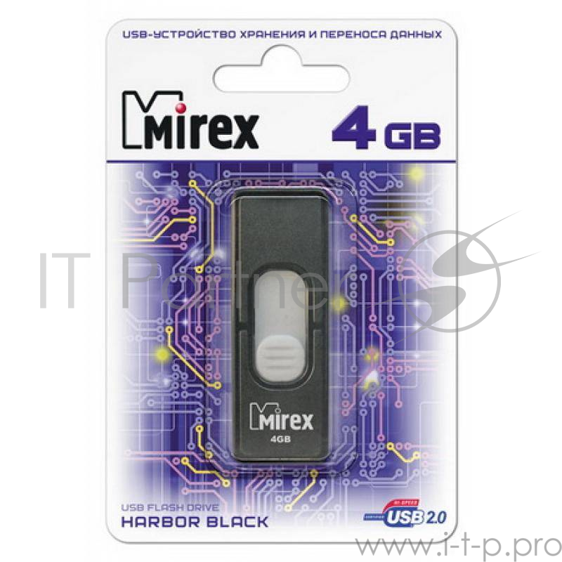 Флеш Диск 4GB Mirex Harbor, USB 2.0, Черный