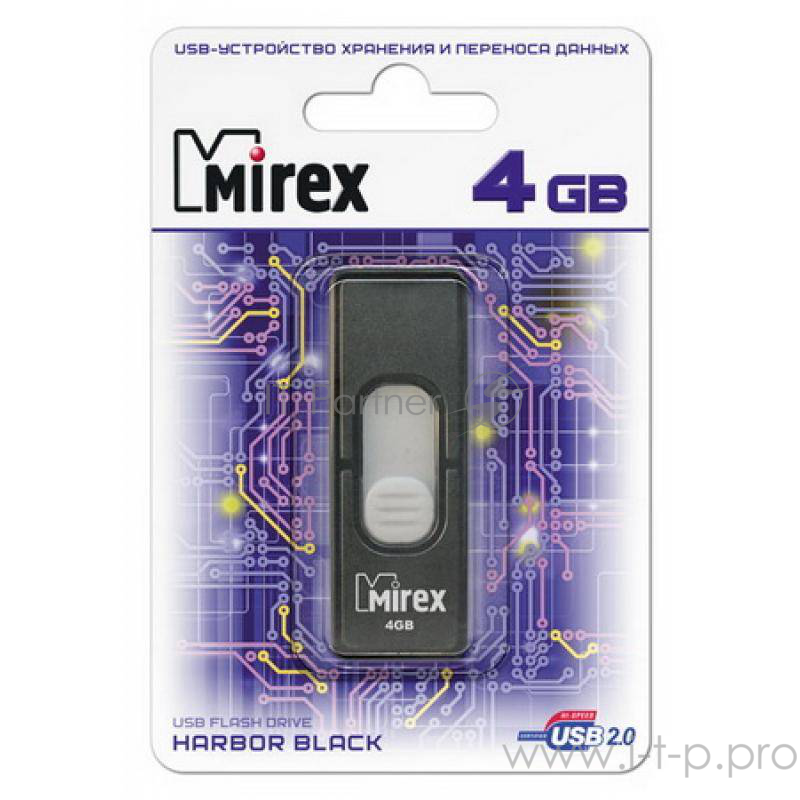 Флеш Диск 4GB Mirex Harbor, USB 2.0, Черный