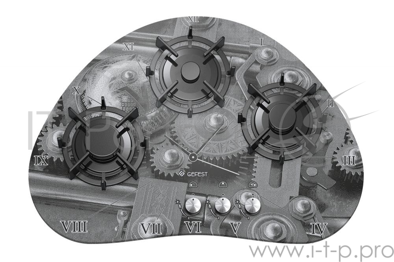 Газовая варочная поверхность Gefest СГ СН 2120 К1 серый с рисунком часы