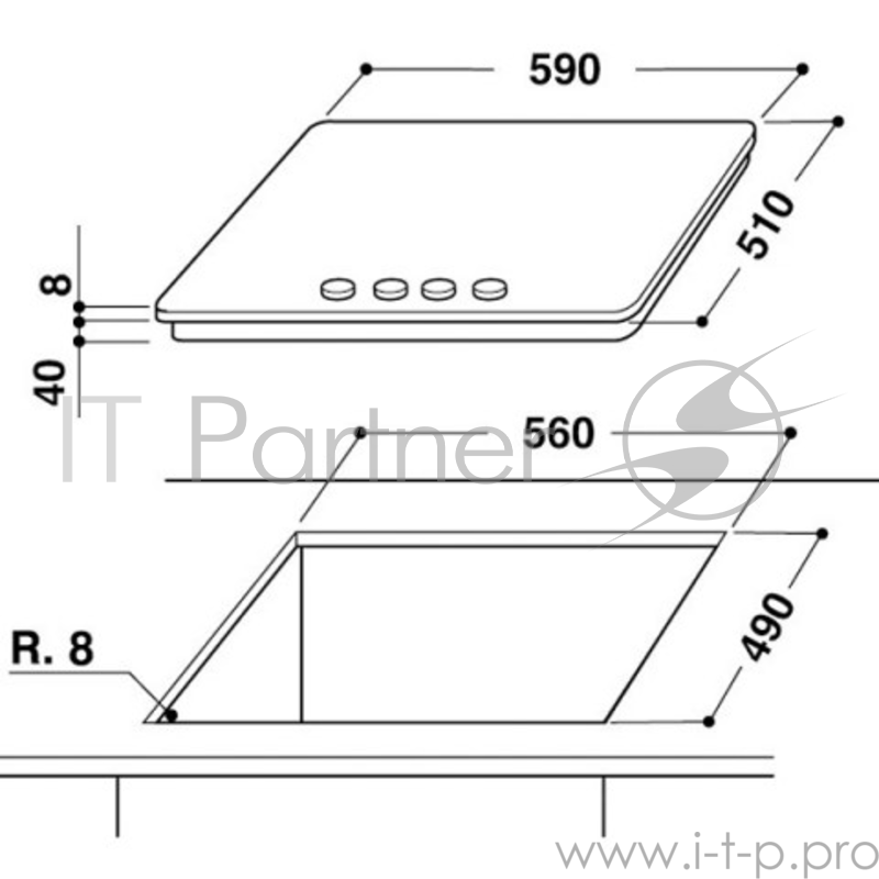 Варочная поверхность газовая Whirlpool GOR 6414/NB черный