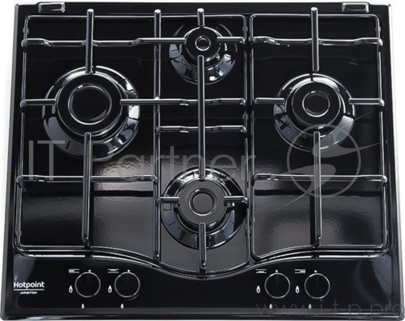 Варочная поверхность газовая Hotpoint-Ariston PCN 642 BK/HA, эмалированная сталь, черная