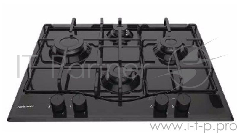 Варочная поверхность газовая Hotpoint-Ariston PCN 642 BK/HA, эмалированная сталь, черная