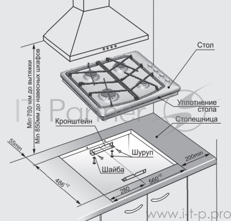 Варочная поверхность газовая Gefest СН 1211 К62, эмалированная сталь, белая