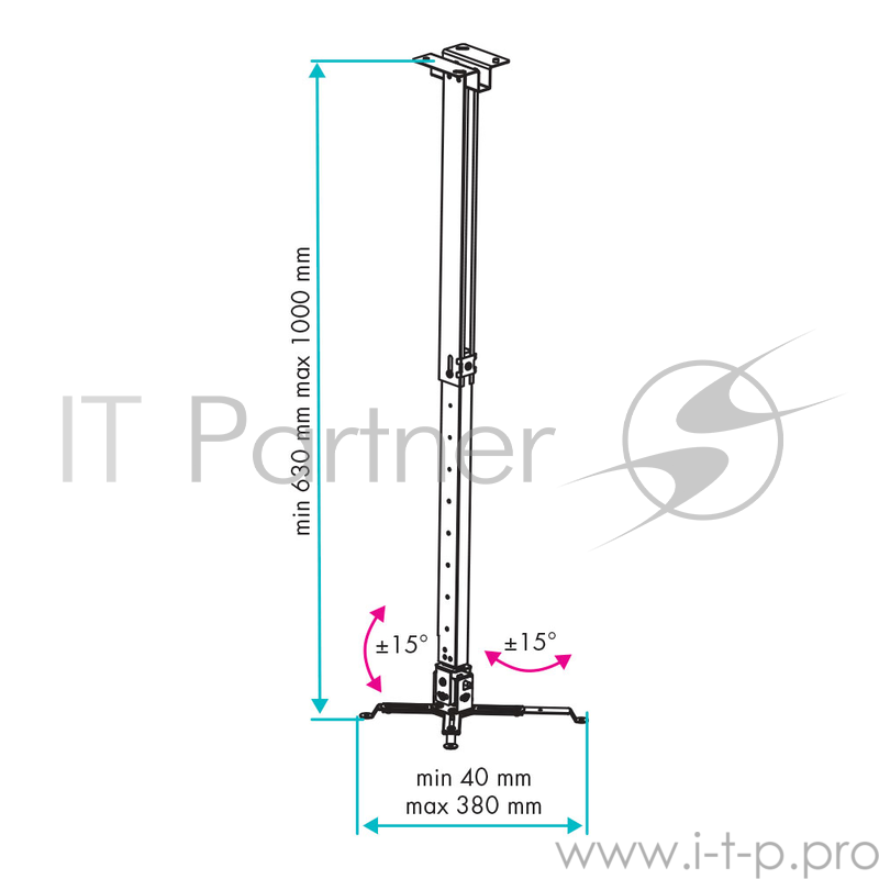 Кронштейн для проекторов VLK TRENTO-83 Черный, настенный/потолочный, max 15 кг, 3 ст своб/, наклон ±