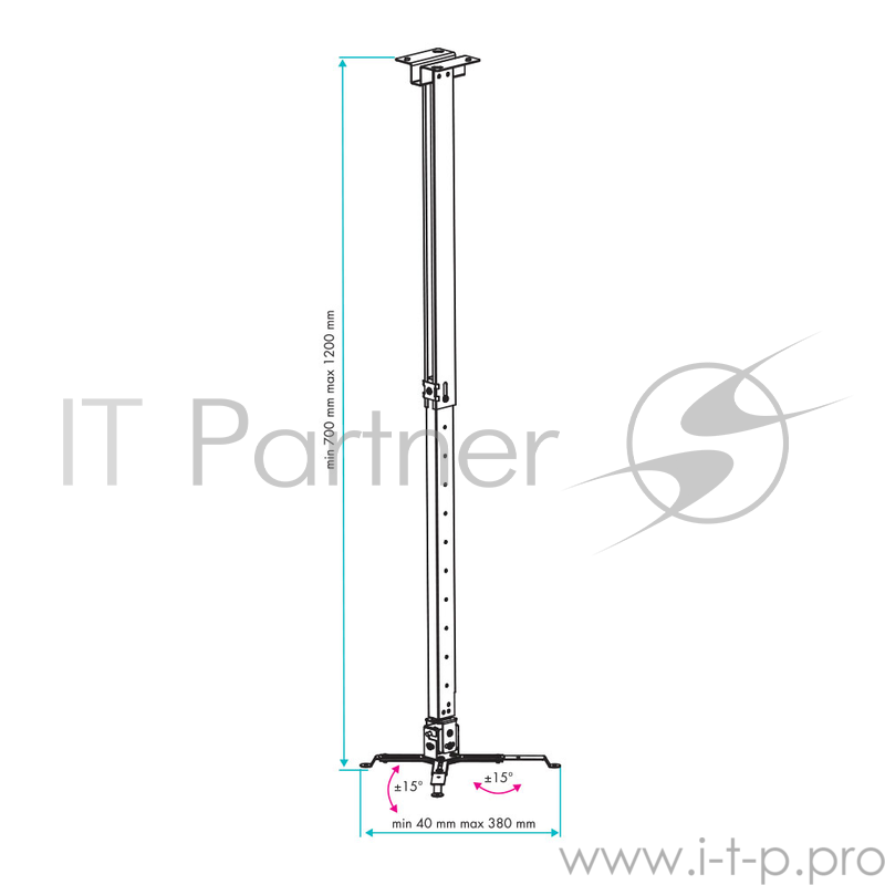 Кронштейн для проекторов VLK TRENTO-84w Белый, настенный/потолочный, max 15 кг, 3 ст своб/, наклон ±