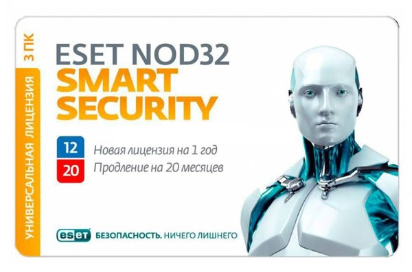 Программное обеспечение NOD32-ESM-1220(CARD)-1-3 ESET NOD32 Smart Security Family - универсальная лицензия на 1 год на 3 устройства или продление на 20 месяцев