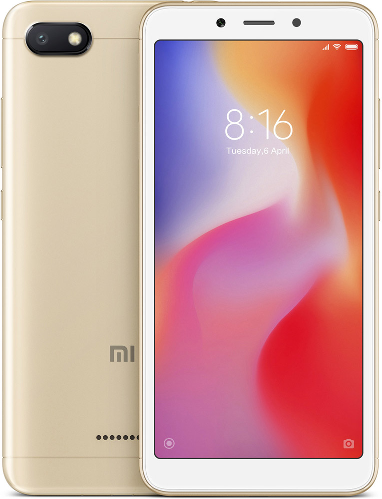 Смартфон Xiaomi Redmi 6A Gold 4 Core(2.0GHz)/2GB/32GB/5.45'' 1440x720/13Mp+5Mp/2 Sim/3G/LTE/BT/Wi-Fi