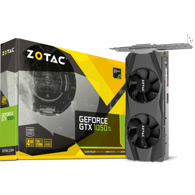Видеокарта Zotac GTX1050 Ti LP PCI-E 4096Mb (ZT-P10510E-10L) PCI-E 3.0, ядро - 1290 МГц, Boost - 1392 МГц, память - 4 Гб GDDR5 7000 МГц